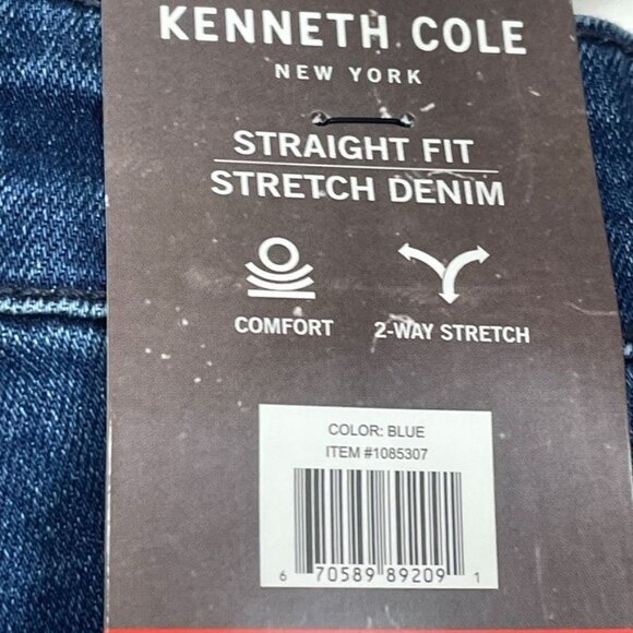 Kenneth Cole Mens Straight Fit Blue Denim Jeans New York Style 34x34 a0241 - Picture 9 of 10